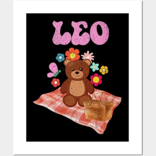 Vintage Leo Teddy Bear Zodiac Sign Astrology Cute July August Posters and Art